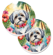 Load image into Gallery viewer, Lhasa Apso Luau Car Coasters – Set of 2 - Absorbent Stone with Fun &amp; Functional Artwork