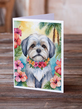 Load image into Gallery viewer, Lhasa Apso Luau Greeting Cards - Blank Note Cards – 8-Pack of Artist-Designed Cards with Envelopes