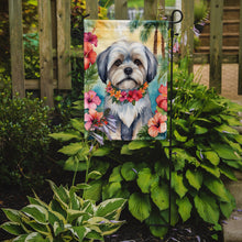 Load image into Gallery viewer, Lhasa Apso Luau Garden Flag – Tropical Dog Decor with Hibiscus &amp; Palm Leaves