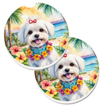 Load image into Gallery viewer, Maltese Luau Car Coasters – Set of 2 - Absorbent Stone with Fun &amp; Functional Artwork