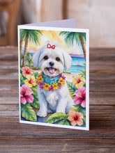 Load image into Gallery viewer, Maltese Luau Greeting Cards - Blank Note Cards – 8-Pack of Artist-Designed Cards with Envelopes