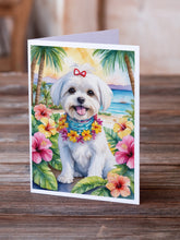 Load image into Gallery viewer, Maltese Luau Greeting Cards - Blank Note Cards – 8-Pack of Artist-Designed Cards with Envelopes
