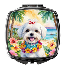 Load image into Gallery viewer, Maltese Luau Compact Mirror – Stylish Purse Mirror with Artistic Covers