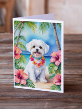 Load image into Gallery viewer, Maltese Luau Greeting Cards - Blank Note Cards – 8-Pack of Artist-Designed Cards with Envelopes