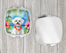 Load image into Gallery viewer, Maltese Luau Compact Mirror – Stylish Purse Mirror with Artistic Covers