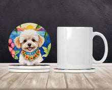 Load image into Gallery viewer, Maltipoo Luau Large Sandstone Coasters Pack of 4
