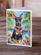 Load image into Gallery viewer, Manchester Terrier Luau Greeting Cards - Blank Note Cards – 8-Pack of Artist-Designed Cards with Envelopes