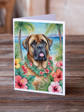 Load image into Gallery viewer, Mastiff Luau Greeting Cards - Blank Note Cards – 8-Pack of Artist-Designed Cards with Envelopes