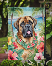 Load image into Gallery viewer, Mastiff Luau Garden Flag – Tropical Dog Decor with Hibiscus &amp; Palm Leaves