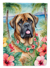 Load image into Gallery viewer, Mastiff Luau Garden Flag – Tropical Dog Decor with Hibiscus &amp; Palm Leaves