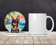 Load image into Gallery viewer, Miniature Pinscher Luau Large Sandstone Coasters Pack of 4