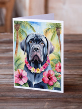 Load image into Gallery viewer, Neapolitan Mastiff Luau Greeting Cards - Blank Note Cards – 8-Pack of Artist-Designed Cards with Envelopes