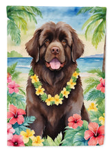 Load image into Gallery viewer, Newfoundland Luau Garden Flag – Tropical Dog Decor with Hibiscus &amp; Palm Leaves