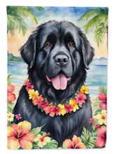 Load image into Gallery viewer, Newfoundland Luau Garden Flag – Tropical Dog Decor with Hibiscus &amp; Palm Leaves