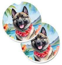 Load image into Gallery viewer, Norwegian Elkhound Luau Car Coasters – Set of 2 - Absorbent Stone with Fun &amp; Functional Artwork