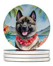 Load image into Gallery viewer, Norwegian Elkhound Luau Large Sandstone Coasters Pack of 4
