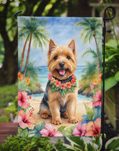 Load image into Gallery viewer, Norwich Terrier Luau Garden Flag – Tropical Dog Decor with Hibiscus &amp; Palm Leaves
