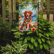 Load image into Gallery viewer, Nova Scotia Duck Tolling Retriever Luau Garden Flag – Tropical Dog Decor with Hibiscus &amp; Palm Leaves