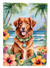 Load image into Gallery viewer, Nova Scotia Duck Tolling Retriever Luau Garden Flag – Tropical Dog Decor with Hibiscus &amp; Palm Leaves