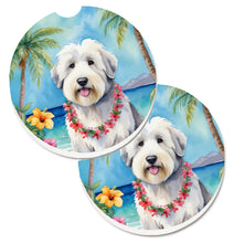 Load image into Gallery viewer, Old English Sheepdog Luau Car Coasters – Set of 2 - Absorbent Stone with Fun &amp; Functional Artwork