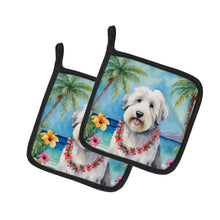 Load image into Gallery viewer, Old English Sheepdog Luau Pot Holders - Set of 2 Decorative Kitchen Helpers | Made in the USA