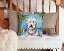 Load image into Gallery viewer, Old English Sheepdog Luau Throw Pillow - 14x14 Decorative Pillow – Art for Your Home &amp; Patio