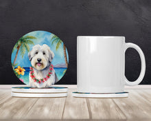 Load image into Gallery viewer, Old English Sheepdog Luau Large Sandstone Coasters Pack of 4