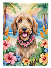 Load image into Gallery viewer, Otterhound Luau Garden Flag – Tropical Dog Decor with Hibiscus &amp; Palm Leaves