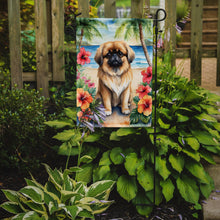Load image into Gallery viewer, Pekingese Luau Garden Flag – Tropical Dog Decor with Hibiscus &amp; Palm Leaves
