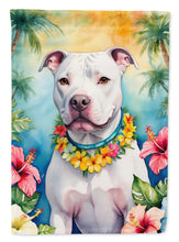 Load image into Gallery viewer, Pit Bull Terrier Luau Garden Flag – Tropical Dog Decor with Hibiscus &amp; Palm Leaves