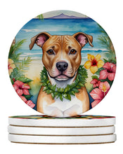 Load image into Gallery viewer, Pit Bull Terrier Luau Large Sandstone Coasters Pack of 4