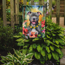 Load image into Gallery viewer, Pit Bull Terrier Luau Garden Flag – Tropical Dog Decor with Hibiscus &amp; Palm Leaves