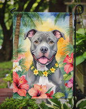 Load image into Gallery viewer, Pit Bull Terrier Luau Garden Flag – Tropical Dog Decor with Hibiscus &amp; Palm Leaves