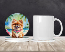 Load image into Gallery viewer, Pomeranian Luau Large Sandstone Coasters Pack of 4