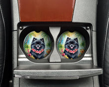 Load image into Gallery viewer, Pomeranian Luau Car Coasters – Set of 2 - Absorbent Stone with Fun &amp; Functional Artwork