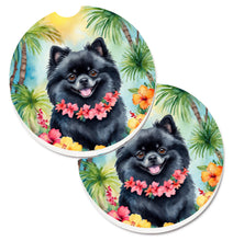 Load image into Gallery viewer, Pomeranian Luau Car Coasters – Set of 2 - Absorbent Stone with Fun &amp; Functional Artwork