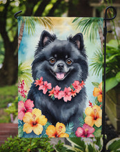 Load image into Gallery viewer, Pomeranian Luau Garden Flag – Tropical Dog Decor with Hibiscus &amp; Palm Leaves