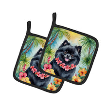 Load image into Gallery viewer, Pomeranian Luau Pot Holders - Set of 2 Decorative Kitchen Helpers | Made in the USA