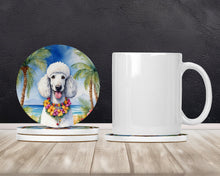 Load image into Gallery viewer, White Poodle Luau Large Sandstone Coasters Pack of 4