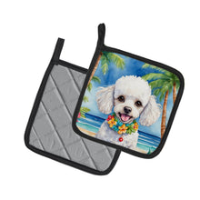 Load image into Gallery viewer, White Poodle Luau Pot Holders - Set of 2 Decorative Kitchen Helpers | Made in the USA
