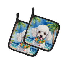 Load image into Gallery viewer, White Poodle Luau Pot Holders - Set of 2 Decorative Kitchen Helpers | Made in the USA