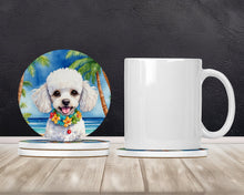 Load image into Gallery viewer, White Poodle Luau Large Sandstone Coasters Pack of 4