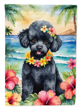 Load image into Gallery viewer, Black Poodle Luau Garden Flag – Tropical Dog Decor with Hibiscus &amp; Palm Leaves