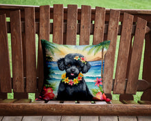 Load image into Gallery viewer, Black Poodle Luau Throw Pillow - 14x14 Decorative Pillow – Art for Your Home &amp; Patio