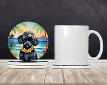 Load image into Gallery viewer, Black Poodle Luau Large Sandstone Coasters Pack of 4