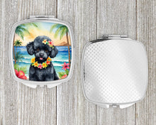 Load image into Gallery viewer, Black Poodle Luau Compact Mirror – Stylish Purse Mirror with Artistic Covers