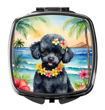 Load image into Gallery viewer, Black Poodle Luau Compact Mirror – Stylish Purse Mirror with Artistic Covers