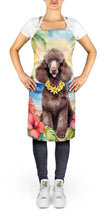 Load image into Gallery viewer, Chocolate Poodle Luau Apron – Artist-Designed Kitchen, BBQ &amp; Craft Apron