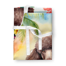 Load image into Gallery viewer, Chocolate Poodle Luau Apron – Artist-Designed Kitchen, BBQ &amp; Craft Apron