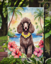 Load image into Gallery viewer, Chocolate Poodle Luau Garden Flag – Tropical Dog Decor with Hibiscus &amp; Palm Leaves